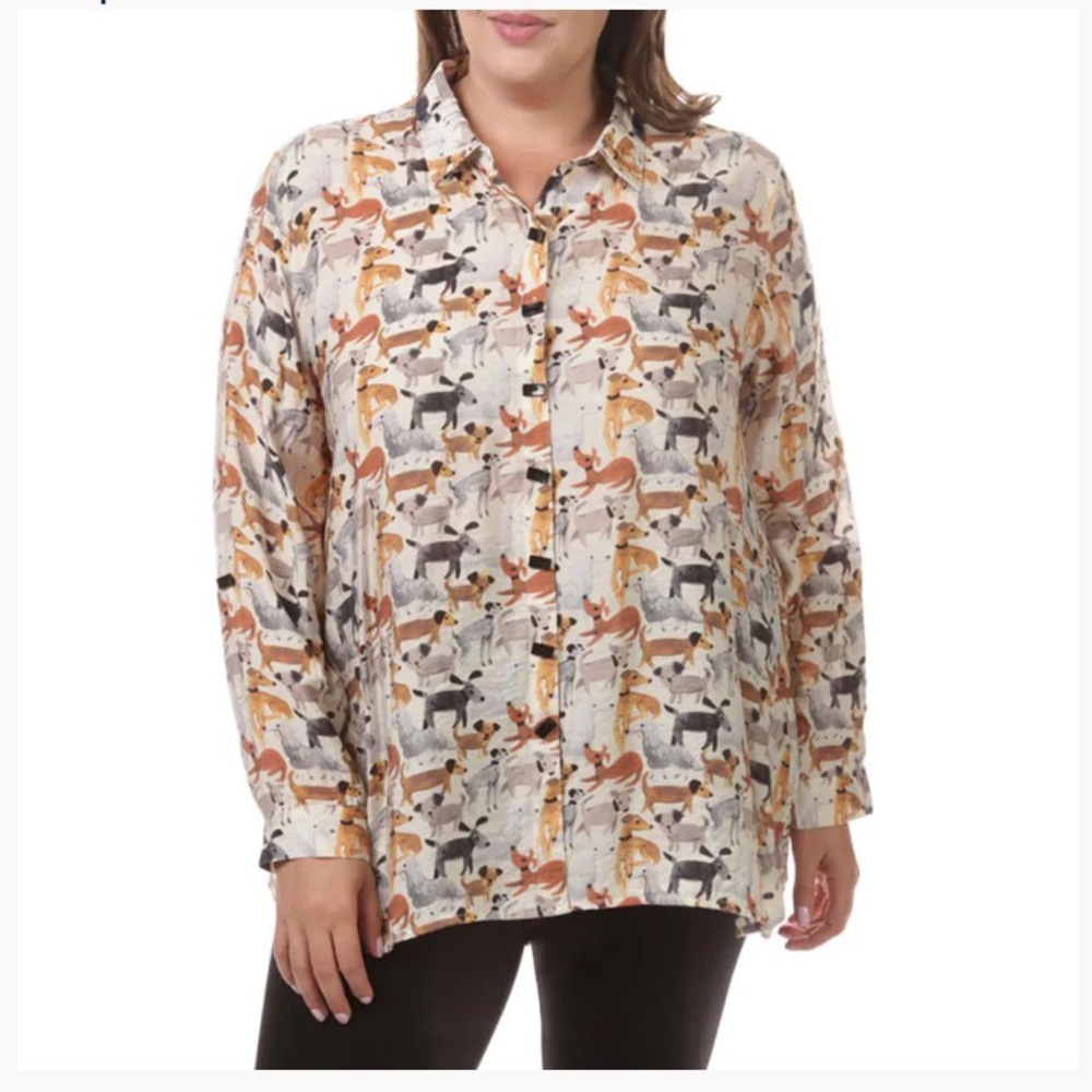➕Multiples New Tribe Button Down Dog 🐶 Print Shirt